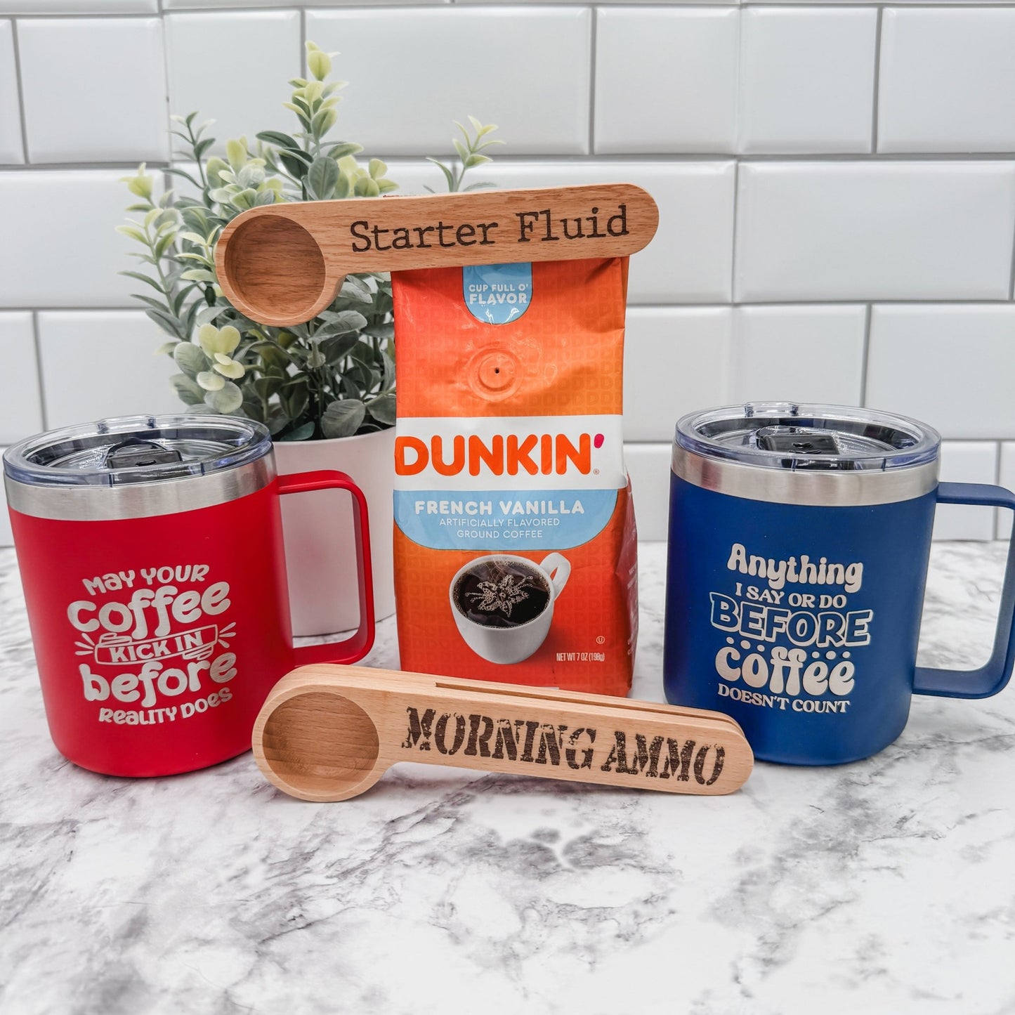 14oz Insulated Stainless Steel Mug – 'May Your Coffee Kick In Before Reality Does - Embellish My Heart