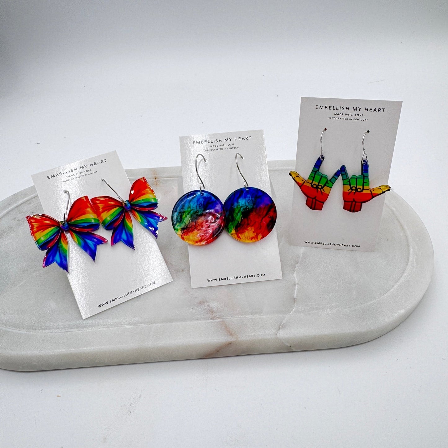 Bold Rainbow Acrylic Earrings – Lightweight Statement Jewelry | 3 Styles | Handmade & Hypoallergenic - Embellish My Heart