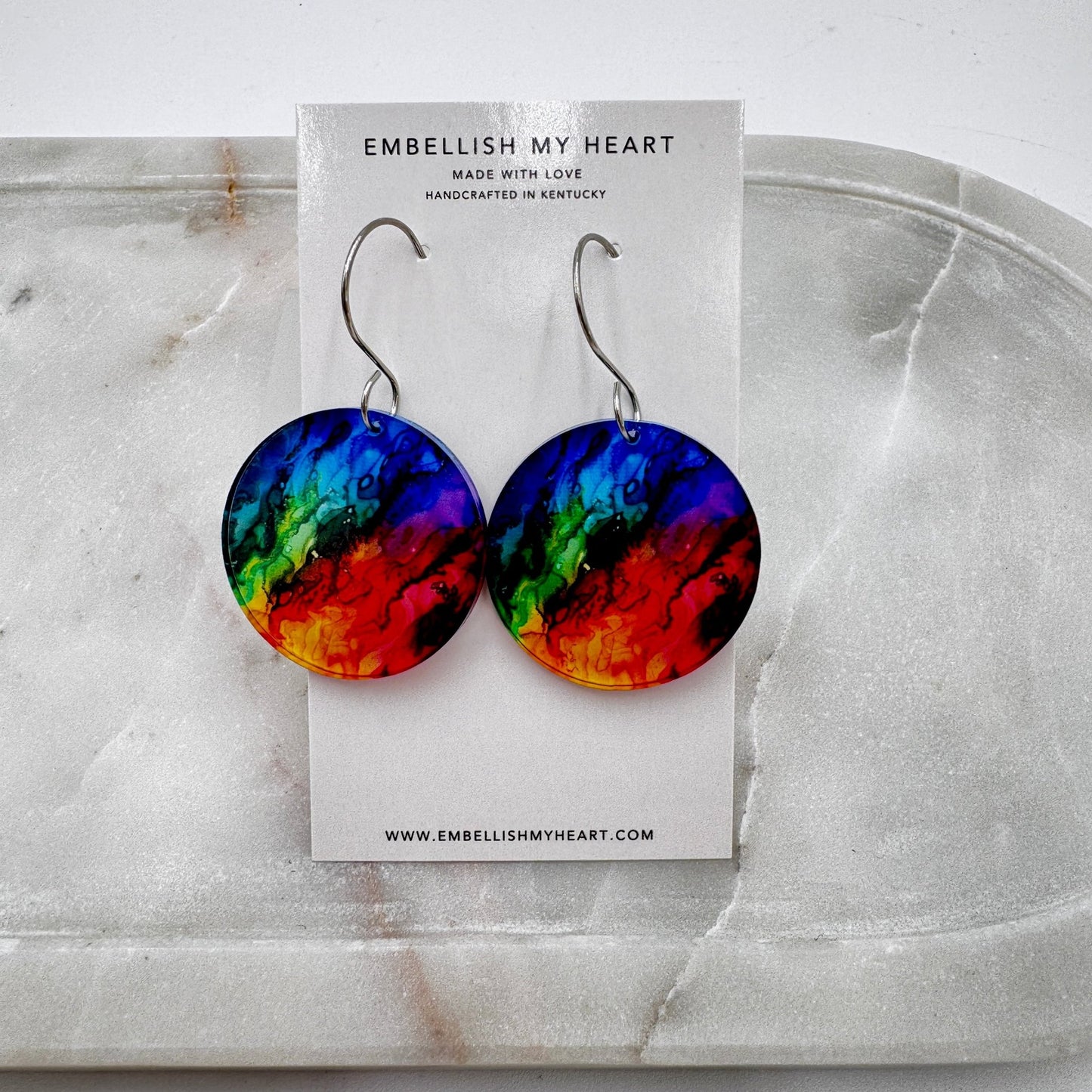 Bold Rainbow Acrylic Earrings – Lightweight Statement Jewelry | 3 Styles | Handmade & Hypoallergenic - Embellish My Heart