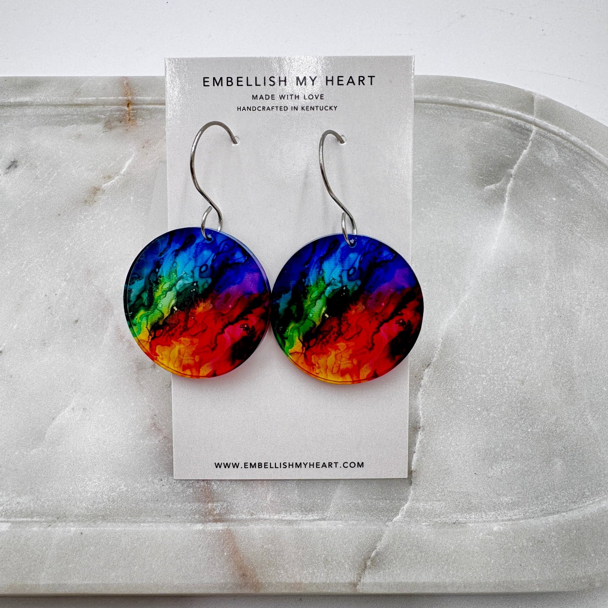 Bold Rainbow Acrylic Earrings – Lightweight Statement Jewelry | 3 Styles | Handmade & Hypoallergenic - Embellish My Heart