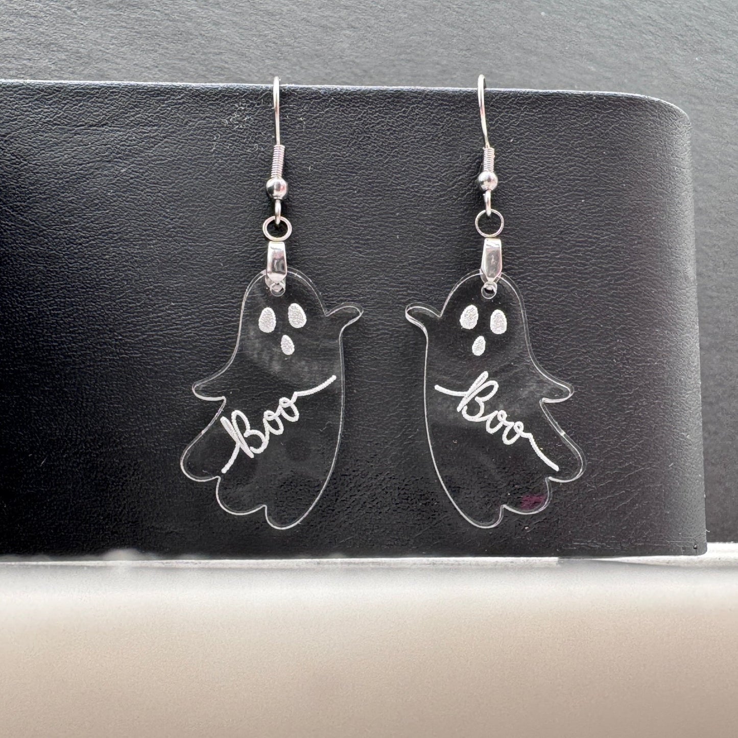 “Boo” Clear Acrylic Ghost Earrings - Embellish My Heart
