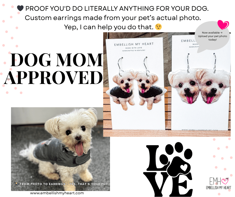 Custom Pet Photo Earrings – Dangle or Stud | Personalized Pet Gift | Photo Jewelry for Dog Moms, Cat Lovers & Memorials - Embellish My Heart