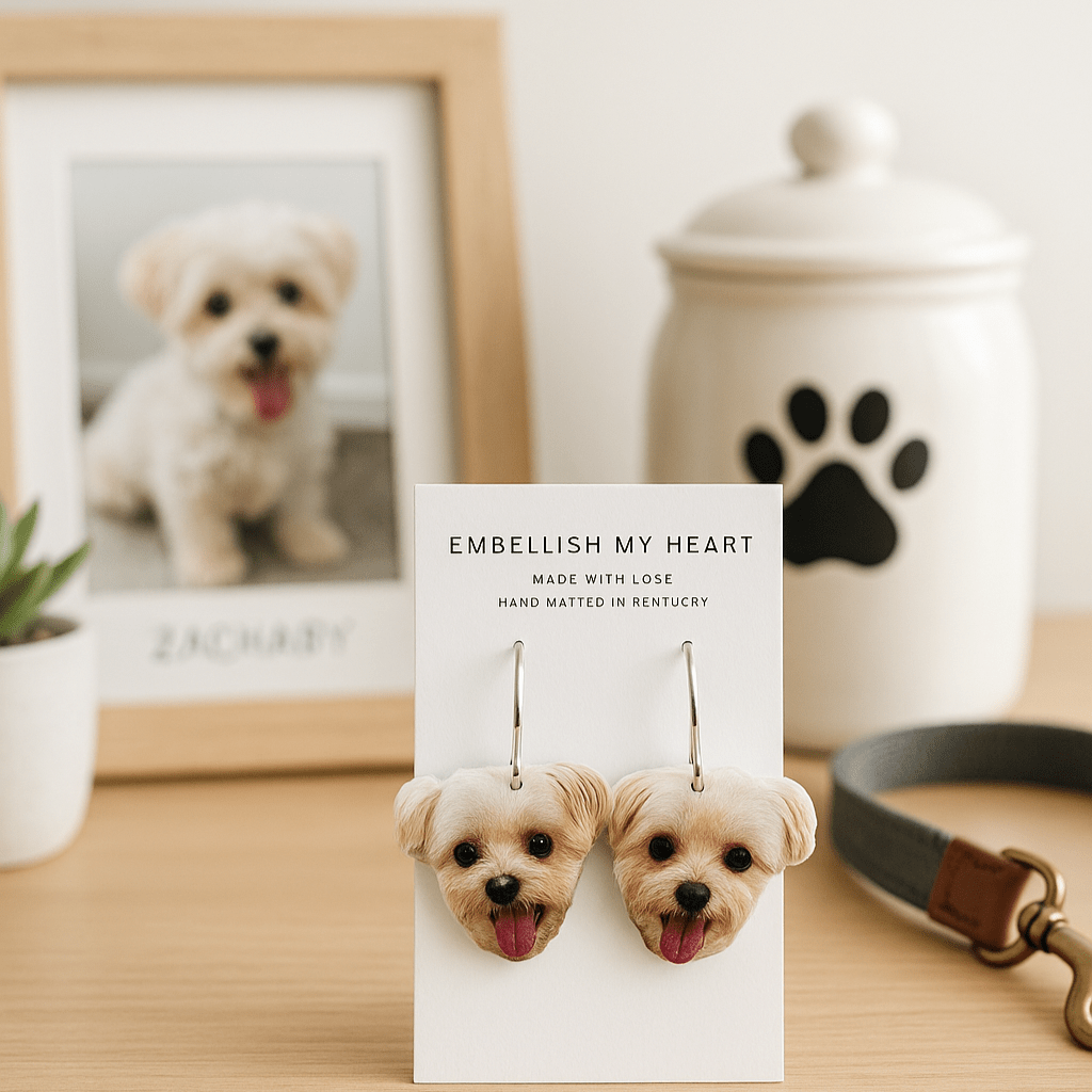 Custom Pet Photo Earrings – Dangle or Stud | Personalized Pet Gift | Photo Jewelry for Dog Moms, Cat Lovers & Memorials - Embellish My Heart