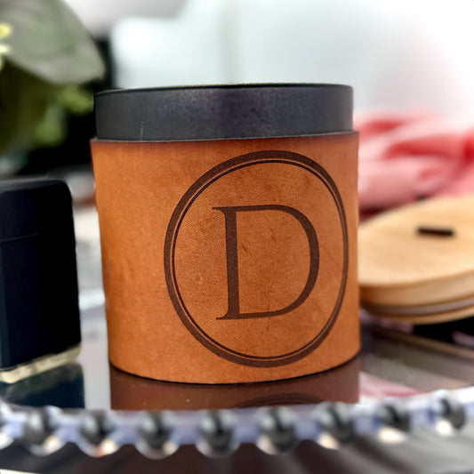 Genuine Leather Custom Candle Sleeve – Fits most 3 - Wick Candles, Candle Wrap, Candle Cover - Embellish My Heart