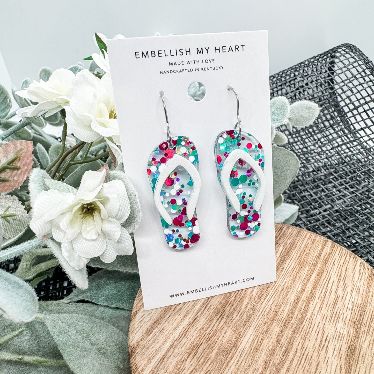 Glitter Confetti Flip Flop Earrings - Embellish My Heart