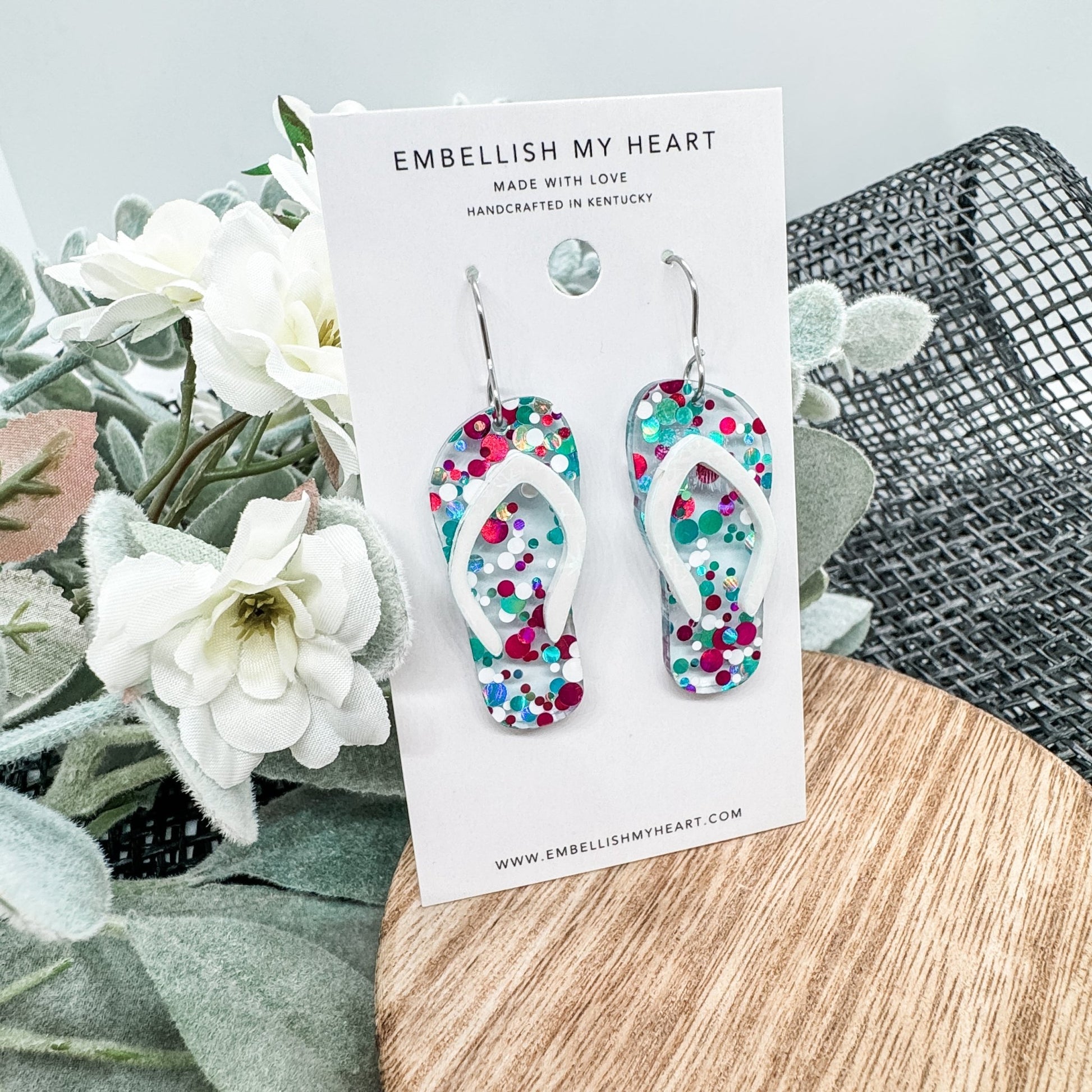 Glitter Confetti Flip Flop Earrings - Embellish My Heart