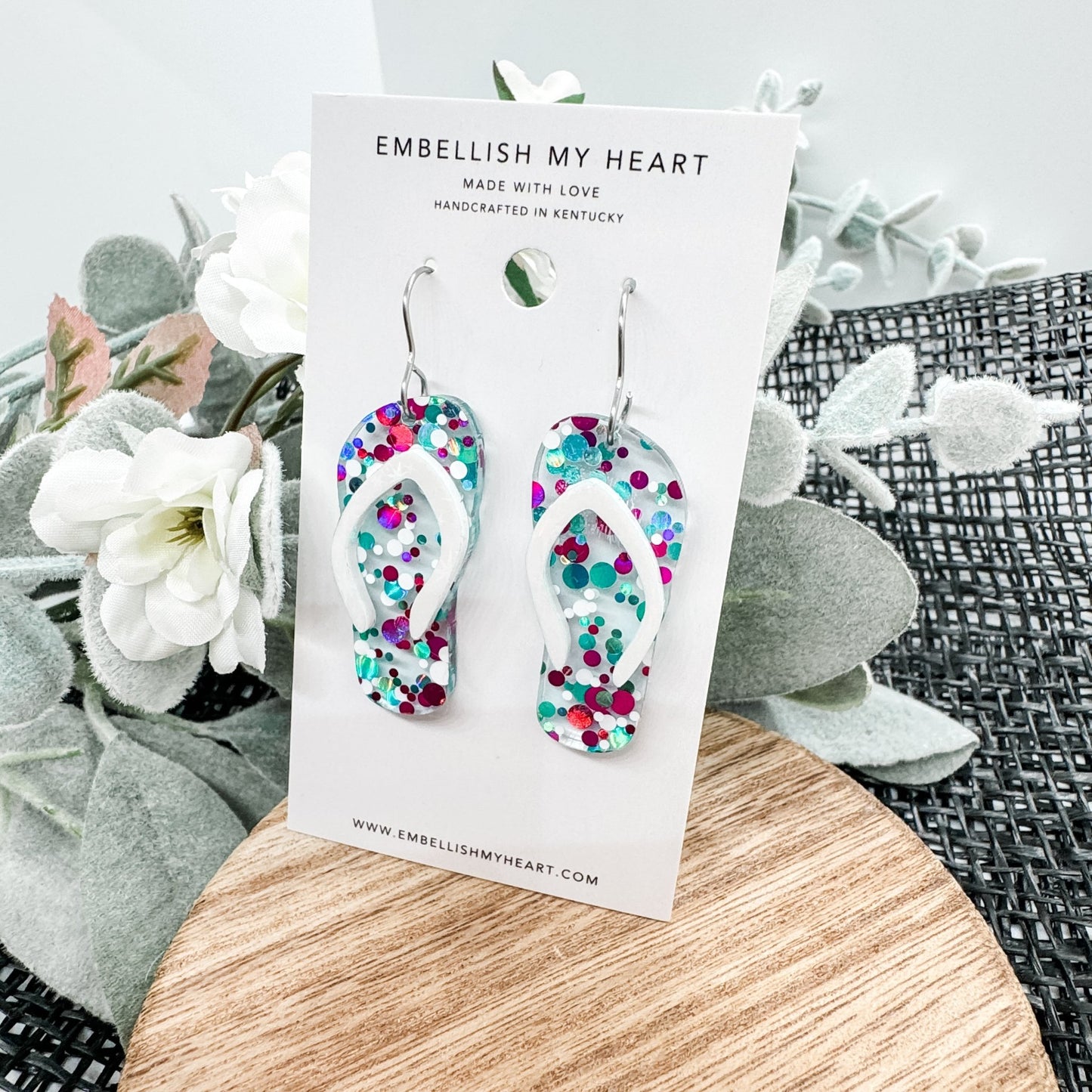 Glitter Confetti Flip Flop Earrings - Embellish My Heart