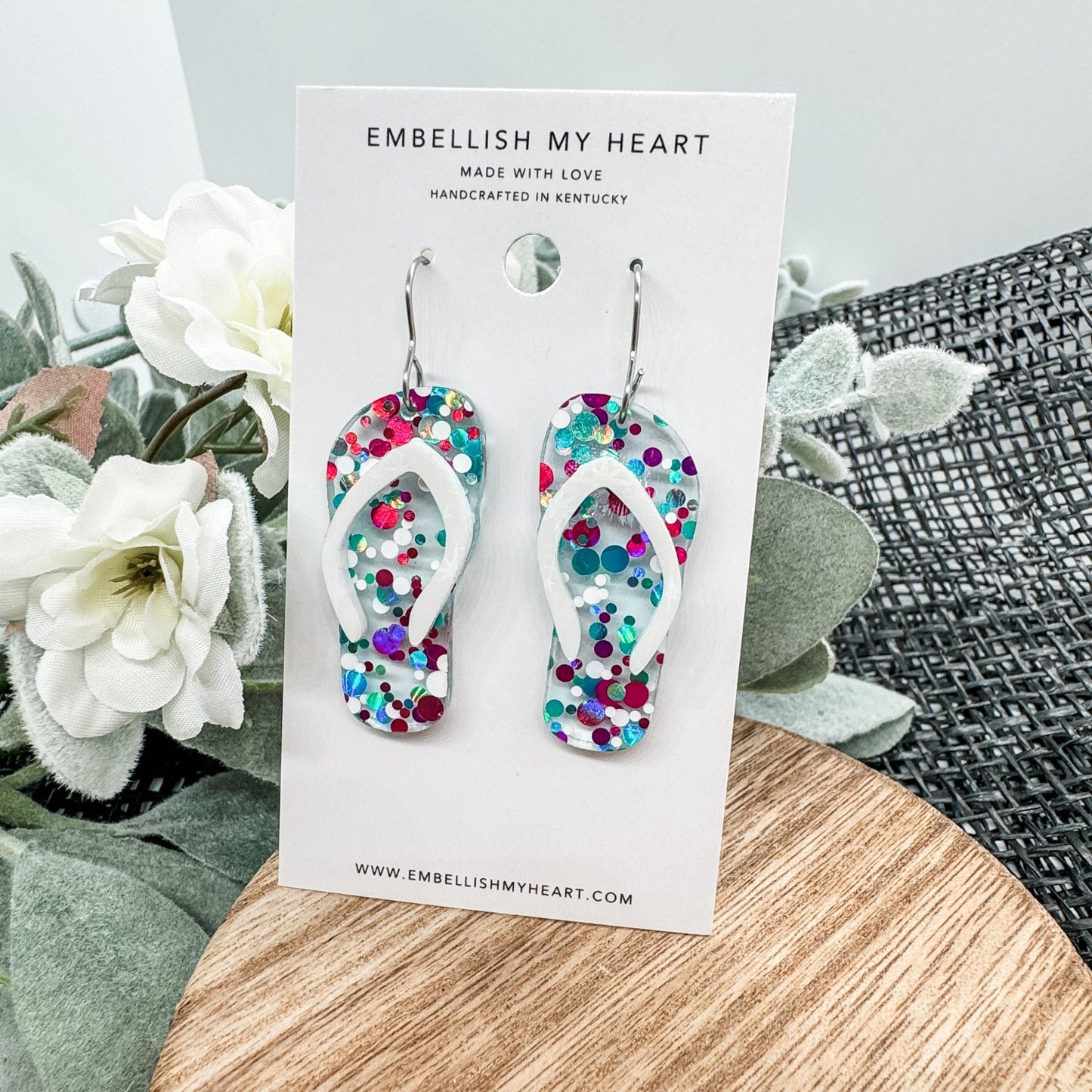 Glitter Confetti Flip Flop Earrings - Embellish My Heart