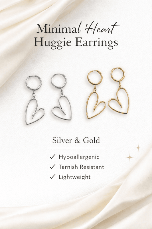 Minimal Heart Huggie Earrings - Embellish My Heart