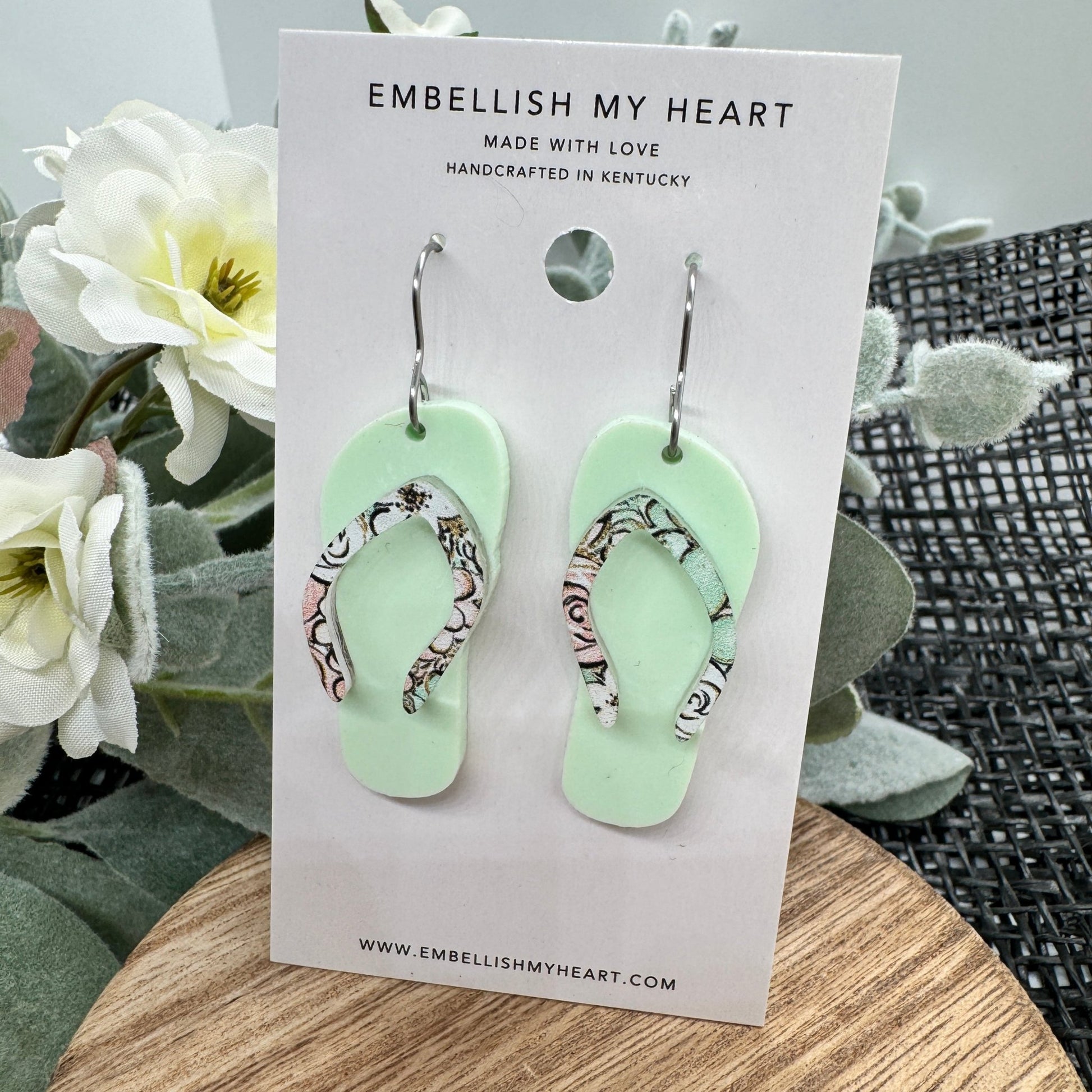Mint Blossom Flip Flop Earrings - Embellish My Heart