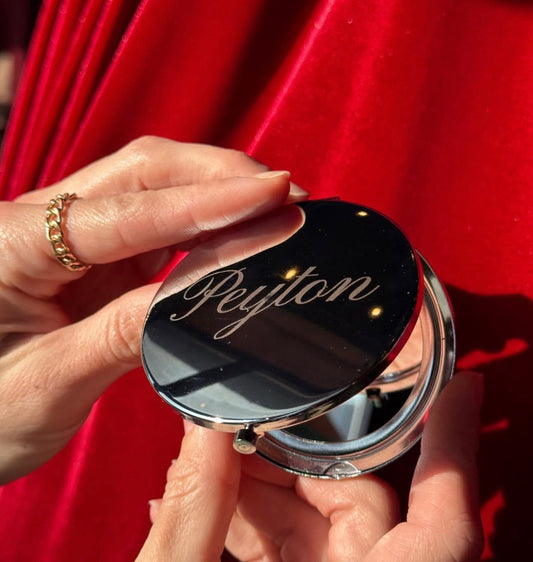 Personalized Compact Mirror | Custom Engraved Mirror | Bridesmaid Gift | Everyday Touch - Up Mirror - Embellish My Heart