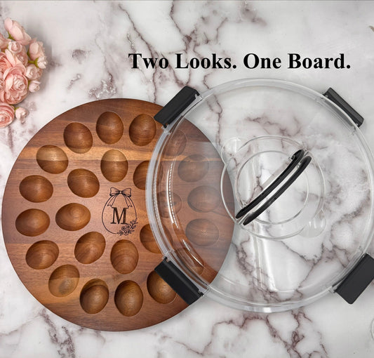 Personalized Deviled Egg Tray with Lid Reversible Serving Board Custom Hostess Gift Gather & Graze Egg Tray - Embellish My Heart