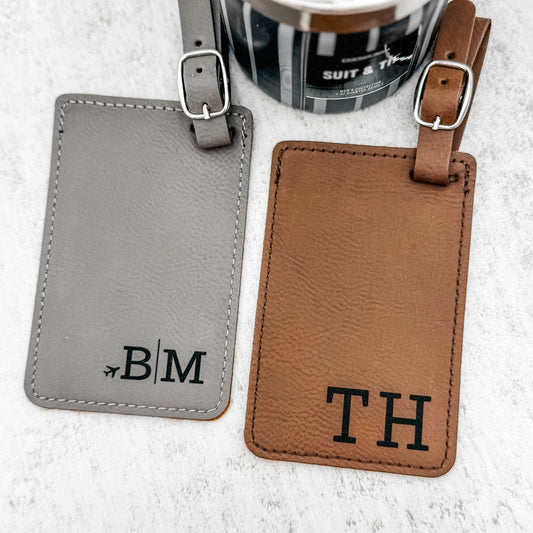 Personalized Leather Luggage Tag – Custom Initials Travel Gift - Embellish My Heart