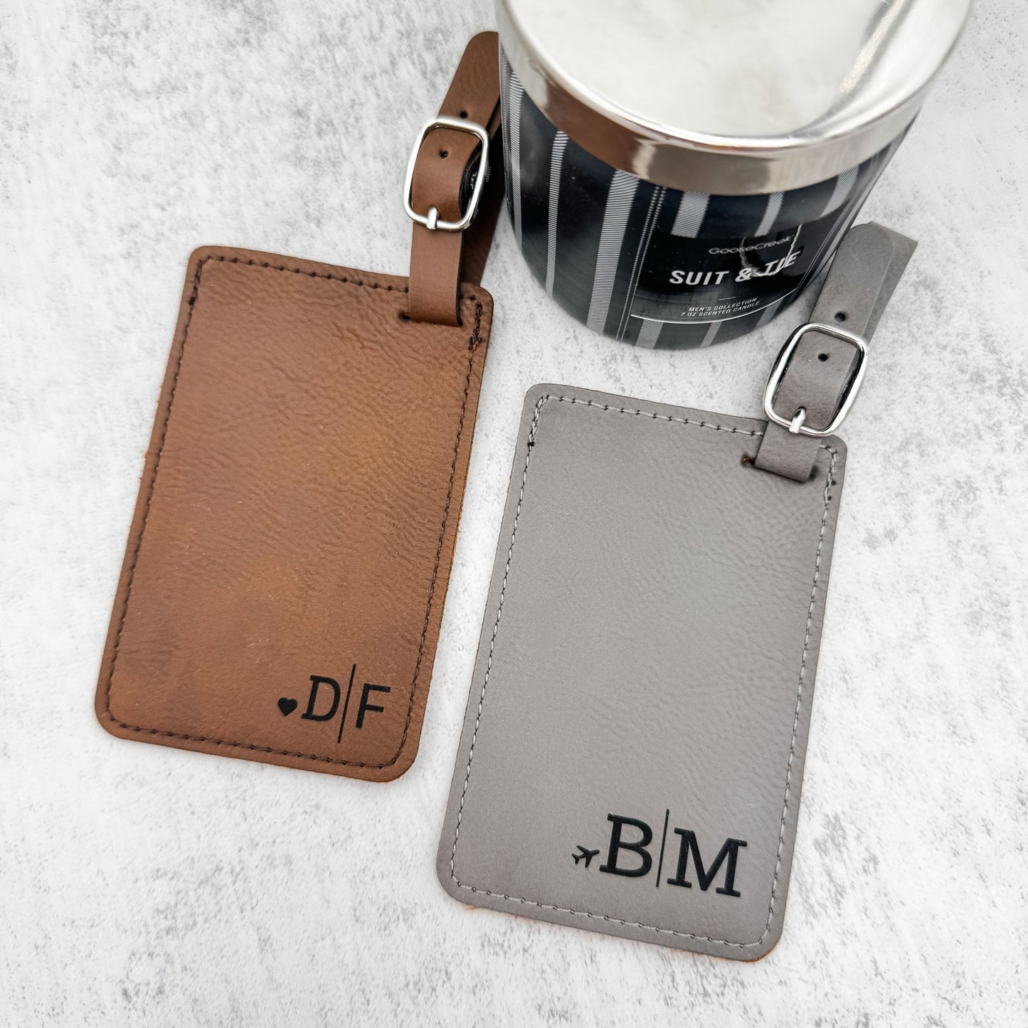 Personalized Leather Luggage Tag – Custom Initials Travel Gift - Embellish My Heart