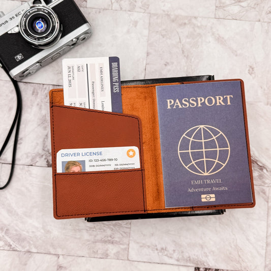 Personalized Passport Holder | Custom Travel Wallet with Initials | Travel Gift for Couples, Honeymoon, Client Gifts & Travel Agents - Embellish My Heart