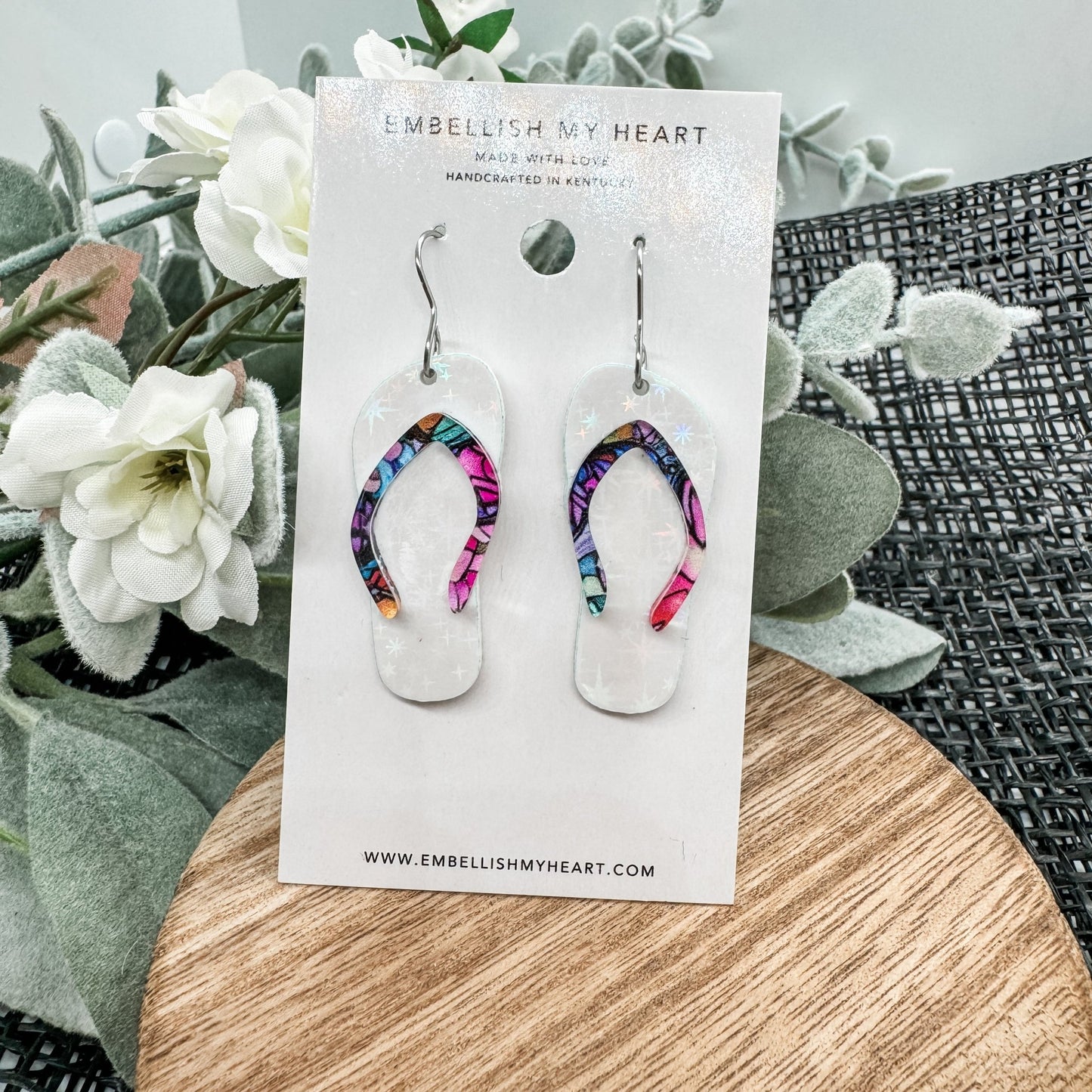 Rainbow Breeze Flip Flop Earrings - Embellish My Heart