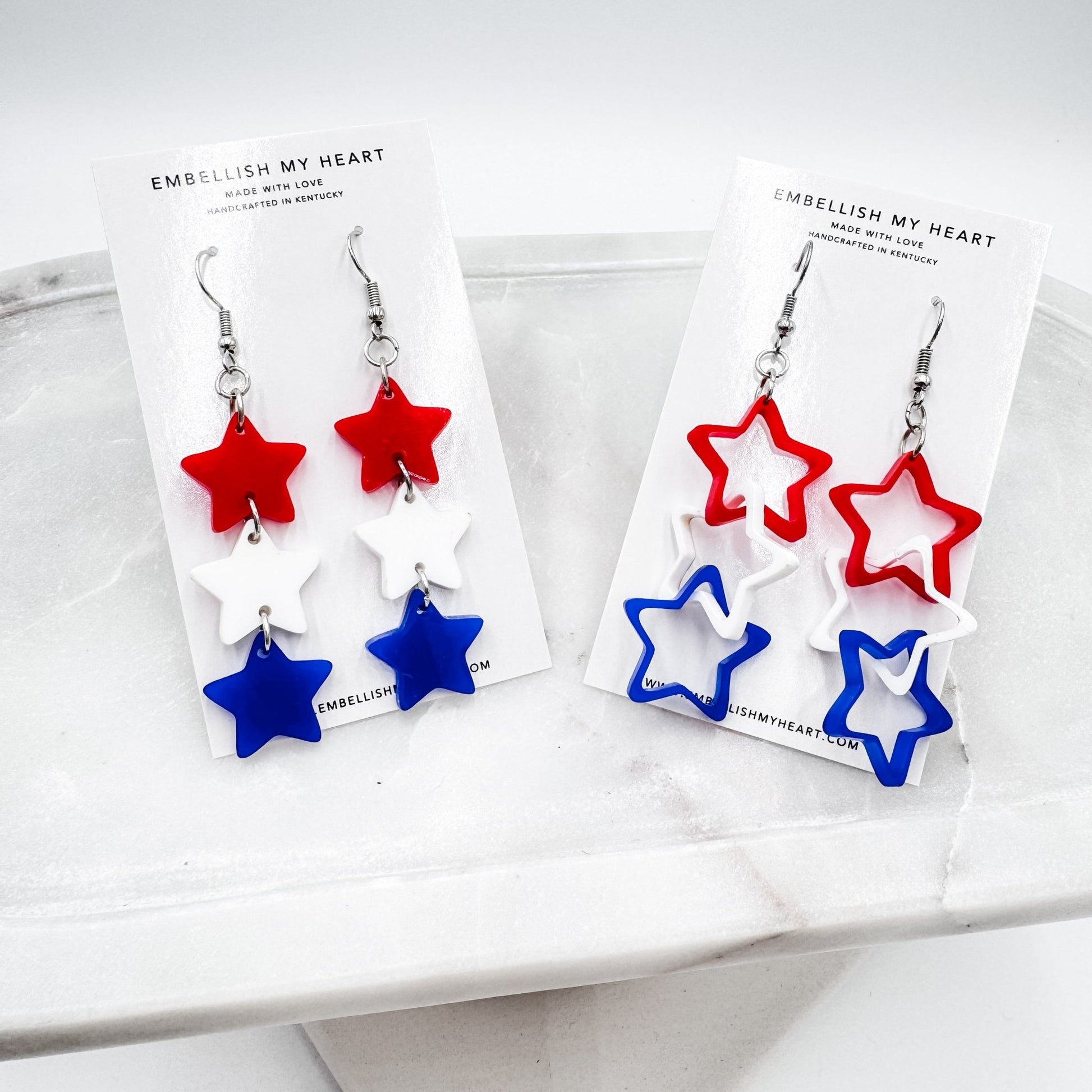 Red White and Blue Solid Star Earrings – Bold Patriotic Statement Earrings for 4th of July, Team Spirit, USA Accessories - Embellish My Heart