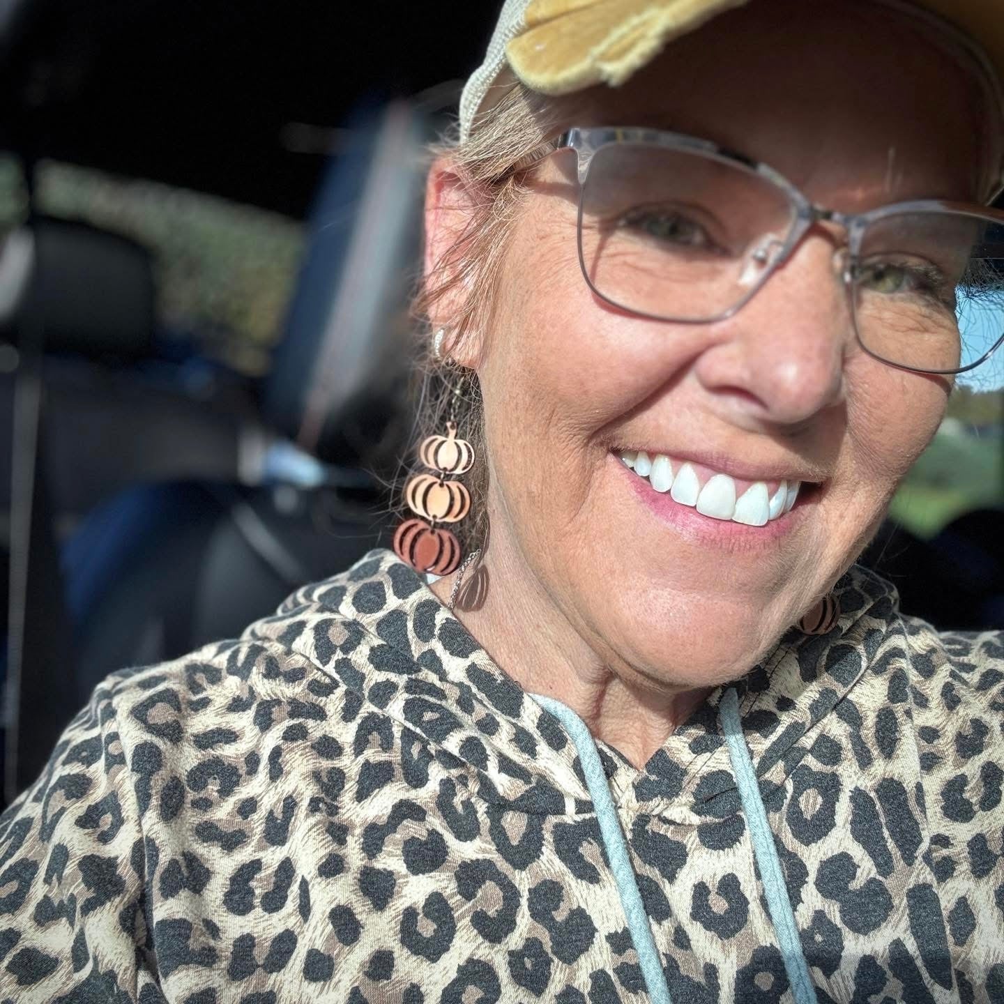 Stackable Pumpkin 3 Pumpkin Dangle Leather Earrings - Embellish My Heart