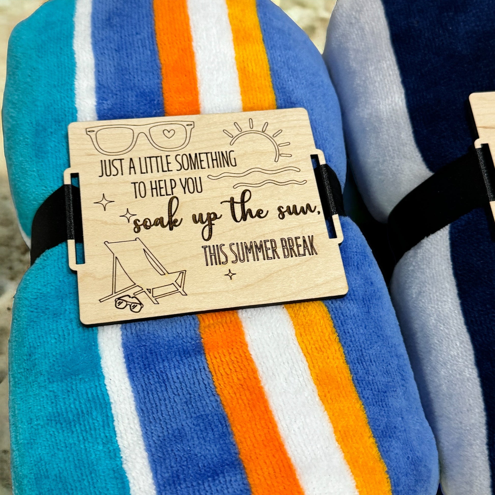 Teacher End of Year Beach Towel with Tag - Embellish My Heart
