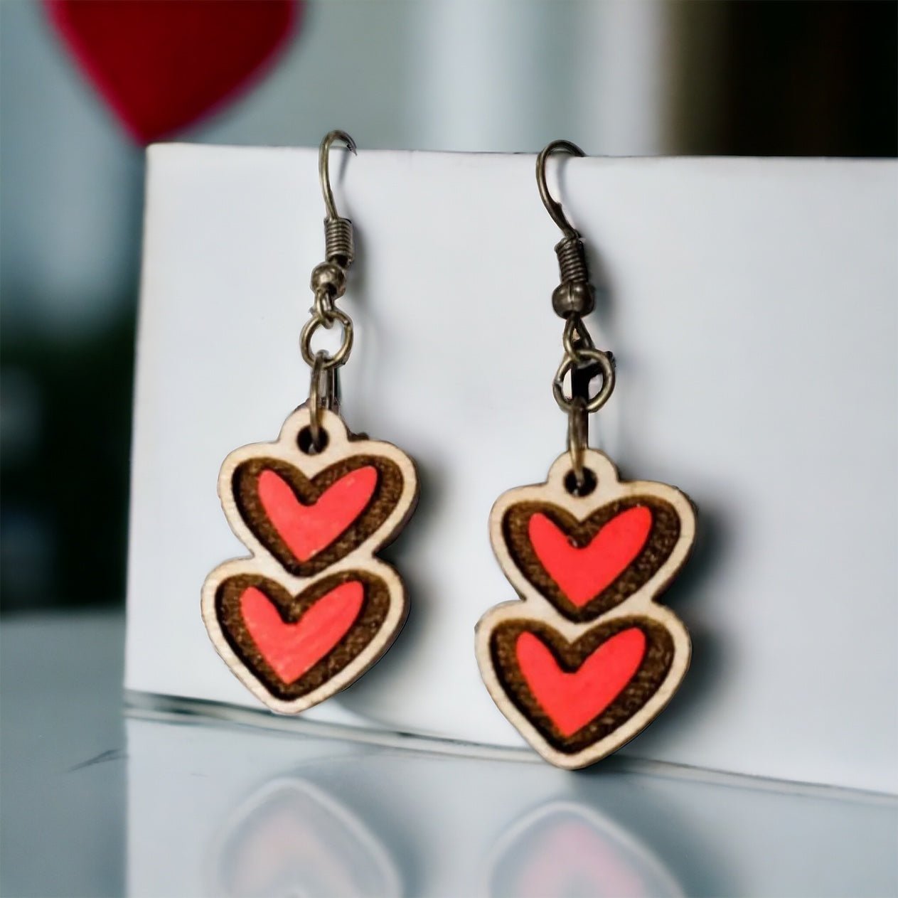 Stacked Heart Dangle Earrings Stacked Heart Dangle Earrings