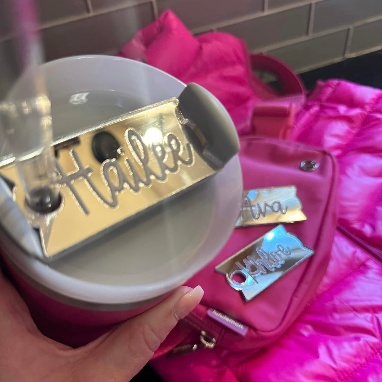 Mirror Tumbler Topper, Personalized Tumbler Name Plate, STAN - Embellish My Heart