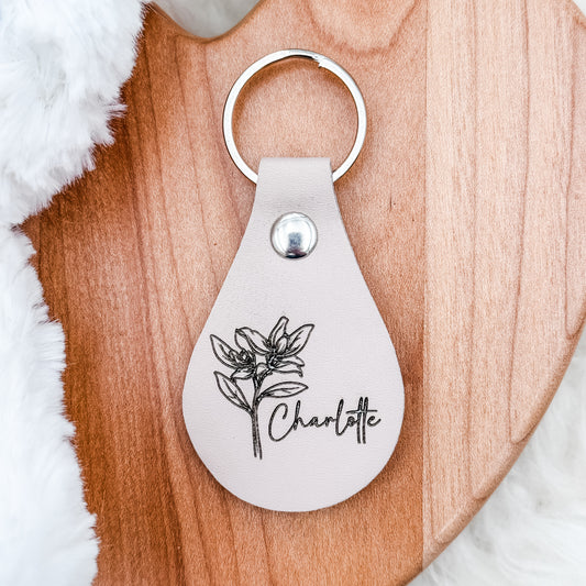 Custom Engraved Leather Keychain – Personalized with Name, Symbol, or Text