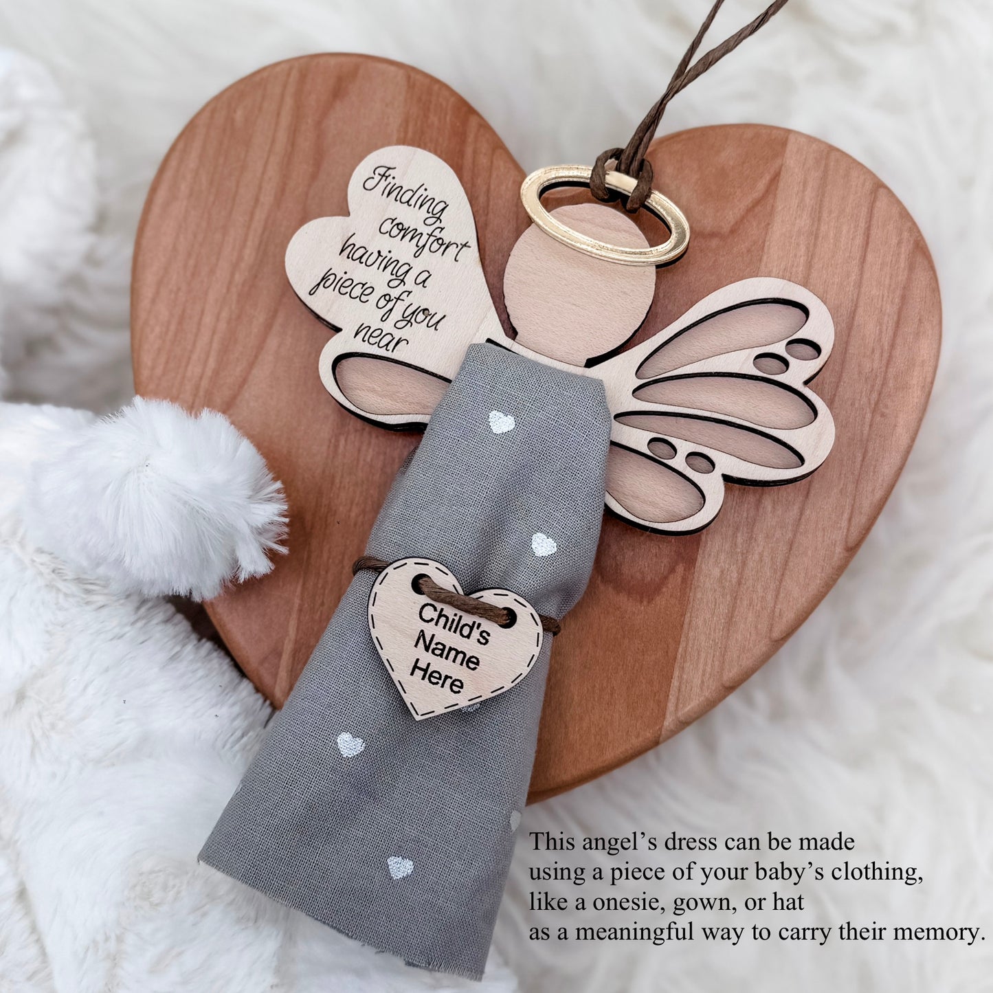 Keepsake Angel Ornament w/ Fabric Space/Angel Memorial Ornament