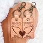 Mommy & Daddy of an Angel Leather Keychain – Personalized Memorial Keychain (Sold Individually or as a Set)
