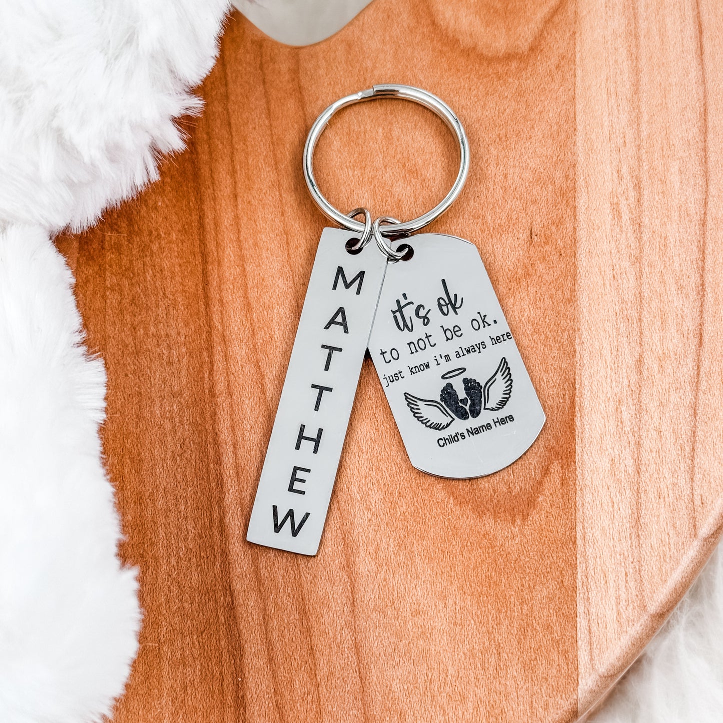 Memorial Keychain – “It’s Ok to Not Be Ok” with Personalized Name Tag