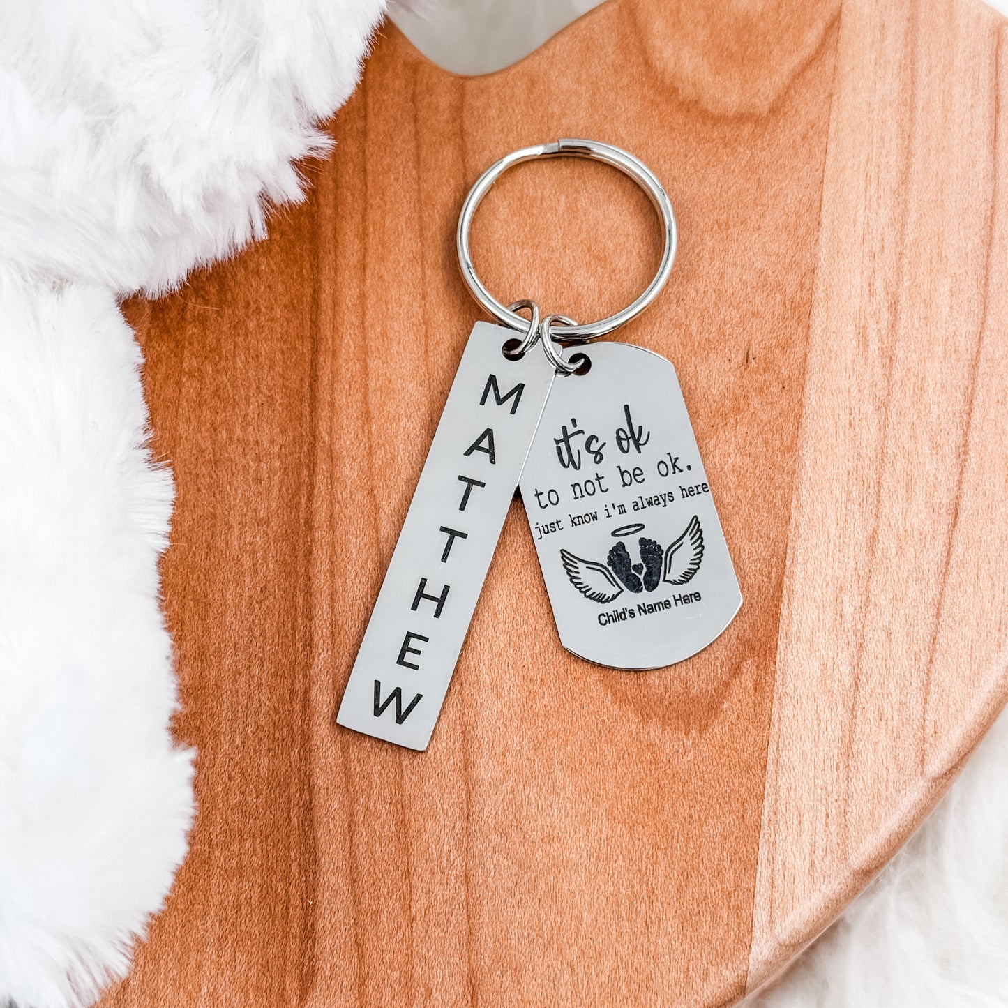 Memorial Keychain – “It’s Ok to Not Be Ok” with Personalized Name Tag