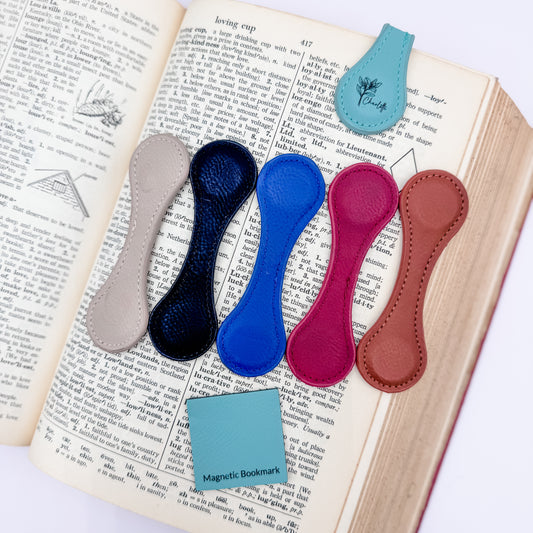 Custom Magnetic Leather Bookmark – Personalized Engraved Front or Double-Sided | Gift for Readers, Journals, or Bible Tabs