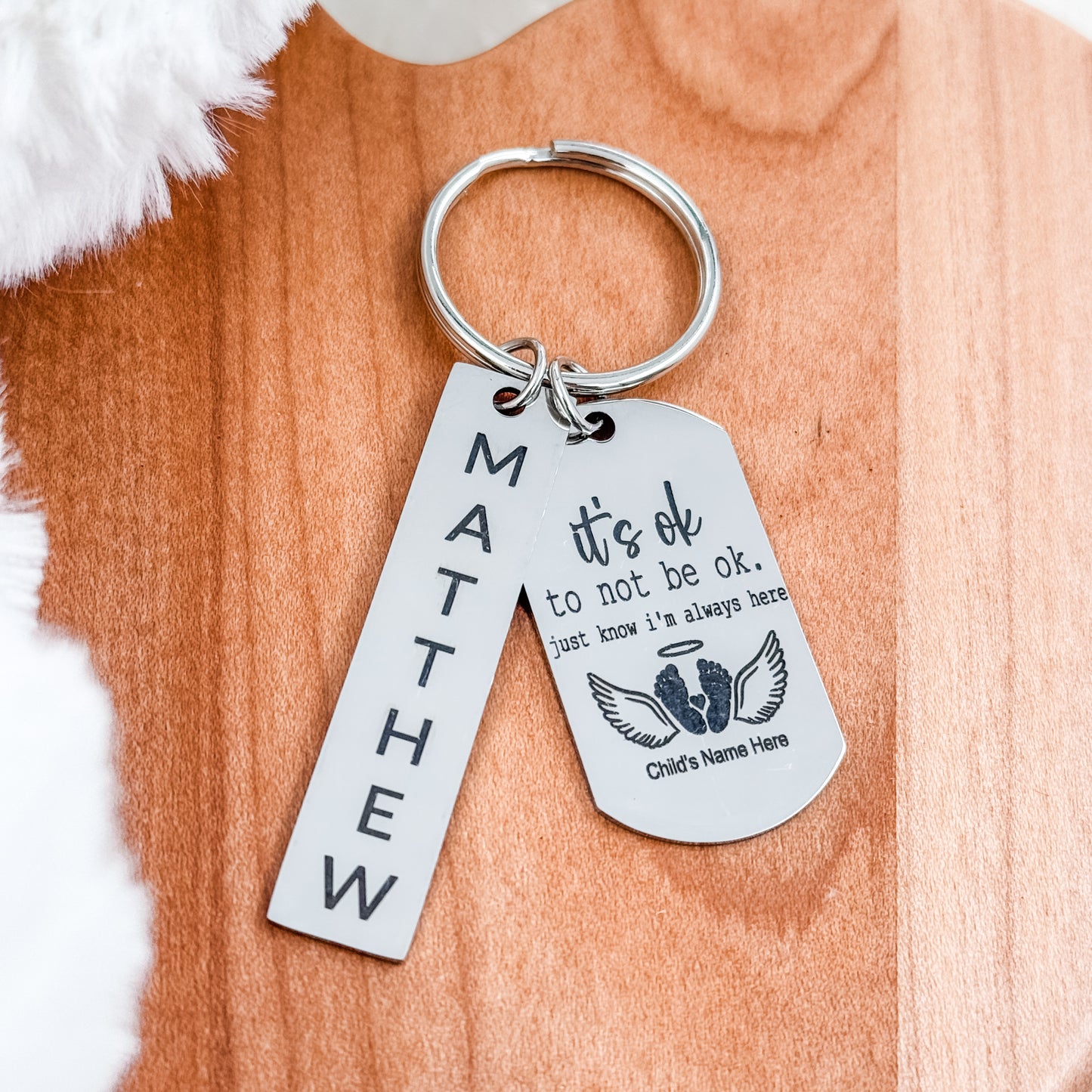 Memorial Keychain – “It’s Ok to Not Be Ok” with Personalized Name Tag
