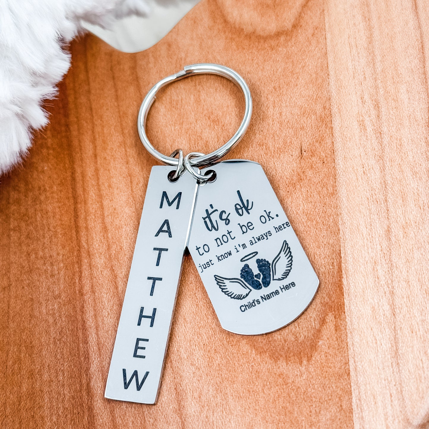 Memorial Keychain – “It’s Ok to Not Be Ok” with Personalized Name Tag