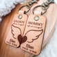 Mommy & Daddy of an Angel Leather Keychain – Personalized Memorial Keychain (Sold Individually or as a Set)