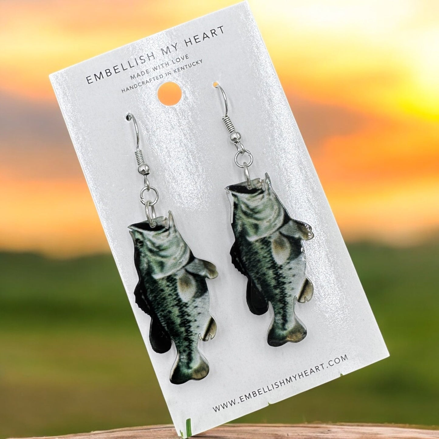 Bass Fish Shaped Earrings – Edgewater Resort Exclusive - Embellish My Heart