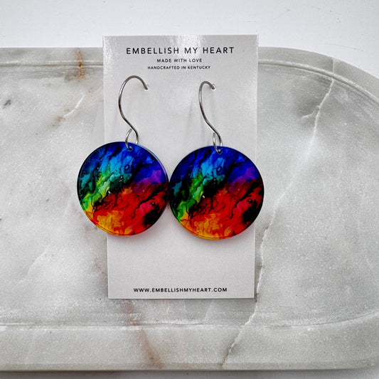 Bold Rainbow Acrylic Earrings – Lightweight Statement Jewelry | 3 Styles | Handmade & Hypoallergenic - Embellish My Heart