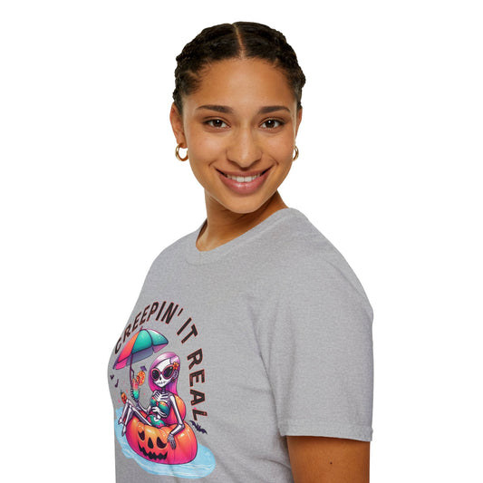 Creepin' It Real T-Shirt, Unisex Halloween Shirt, Spooky Summer Tee, Fun Graphic Tee, Casual Wear for Fall - Embellish My Heart