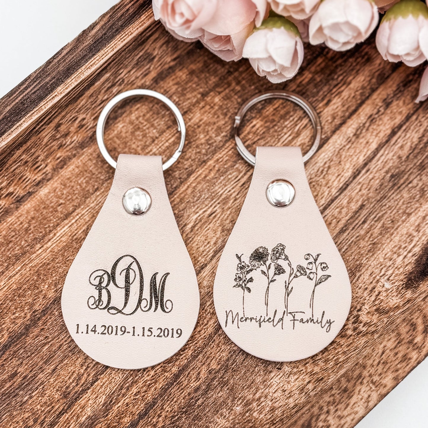 Custom Engraved Leather Keychain – Personalized with Name, Symbol, or Text - Embellish My Heart