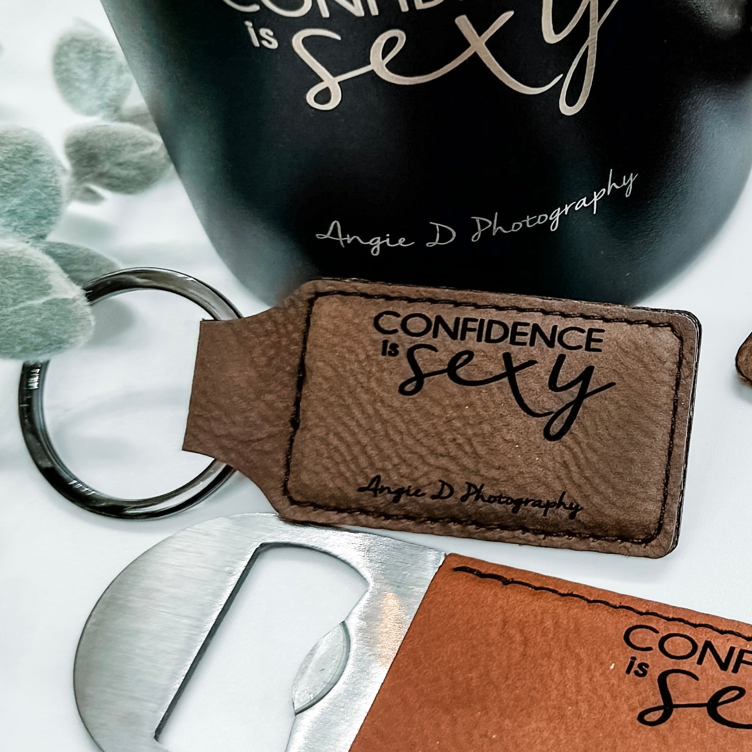 Custom Keychains - Engraved Dark Brown Faux Leather Rectangle Keychain - Embellish My Heart