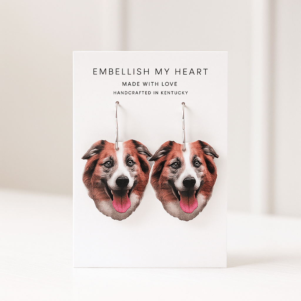 Custom Pet Photo Earrings – Dangle or Stud | Personalized Pet Gift | Photo Jewelry for Dog Moms, Cat Lovers & Memorials - Embellish My Heart