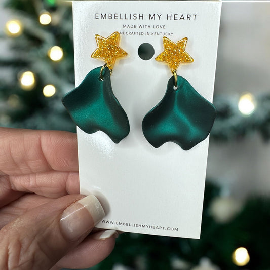 Evergreen Stardust Christmas Holiday Dangle Earrings – Limited Edition - Embellish My Heart