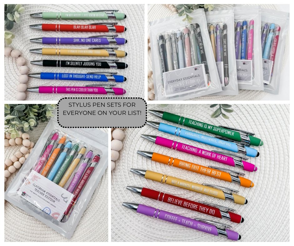 Everyday Essentials: Snarky Engraved Pen Set (Stylus Pens, Set of 7) - Embellish My Heart