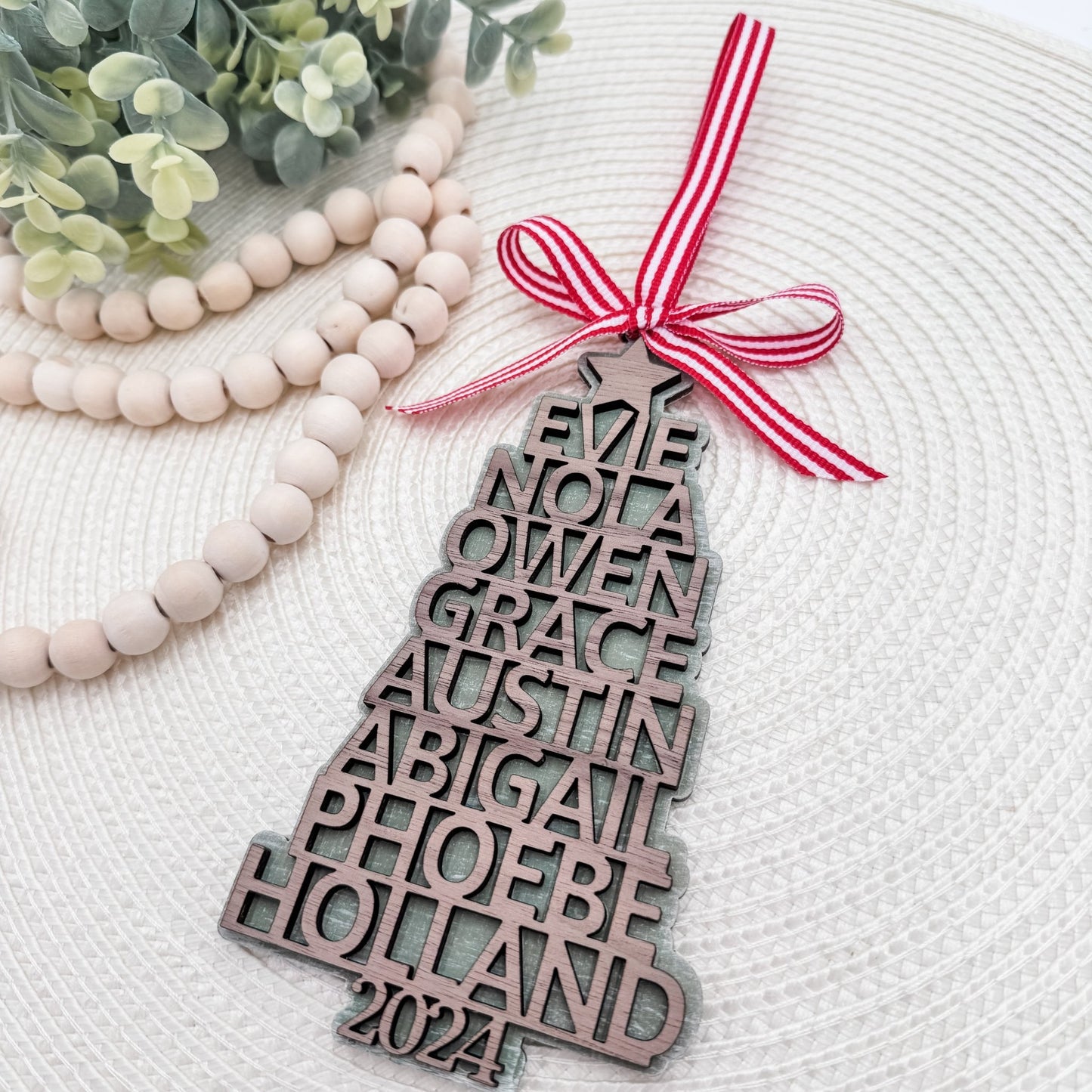 Family Christmas Ornament - Christmas Tree Ornament with Family Names - Christmas Tree Name Ornament - 2024 - Embellish My Heart