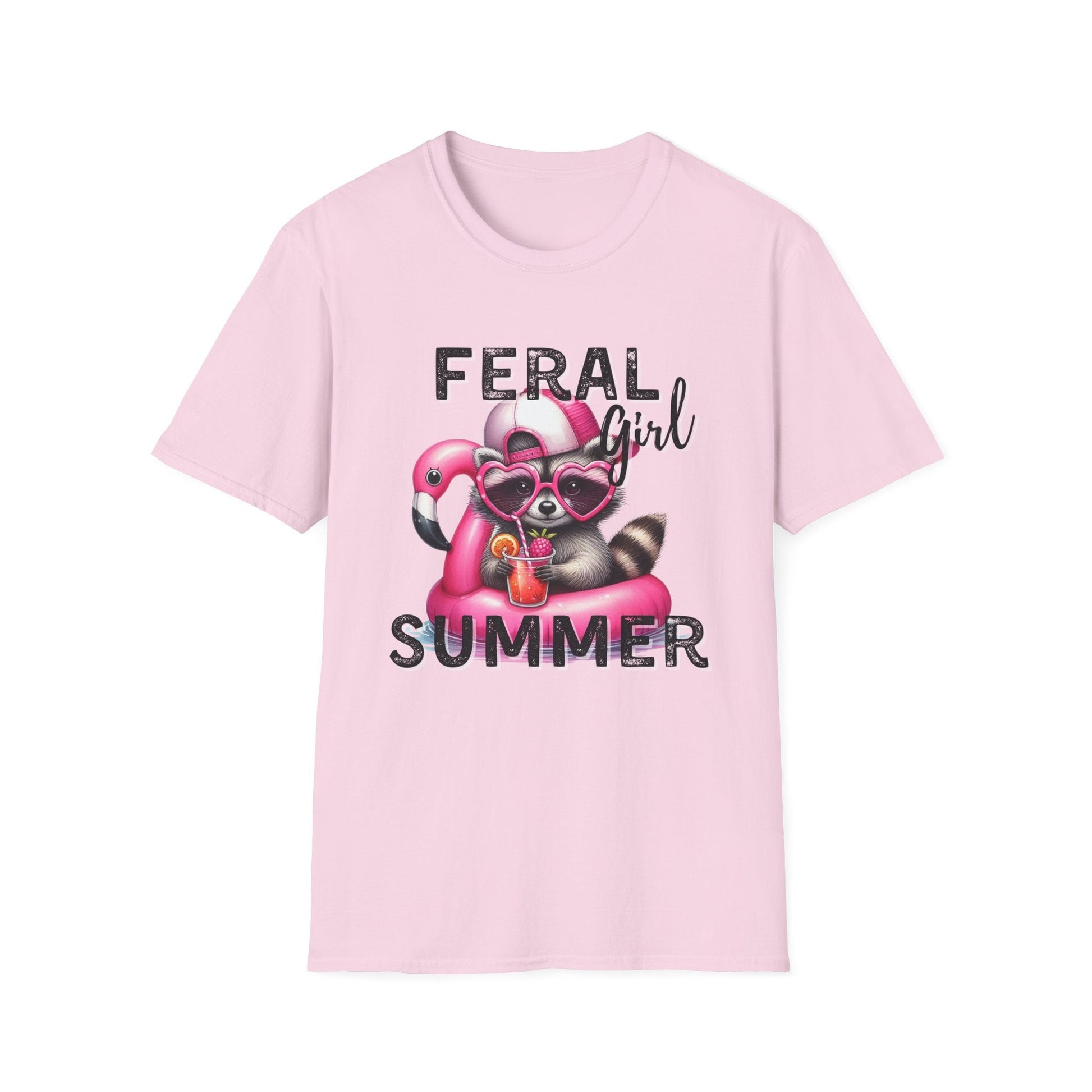 Feral Girl Summer T-Shirt | Cute Flamingo tshirt, Pink Flamingo tshirt, Feral Raccoon, Feral Mom, Summer Vibes - Embellish My Heart