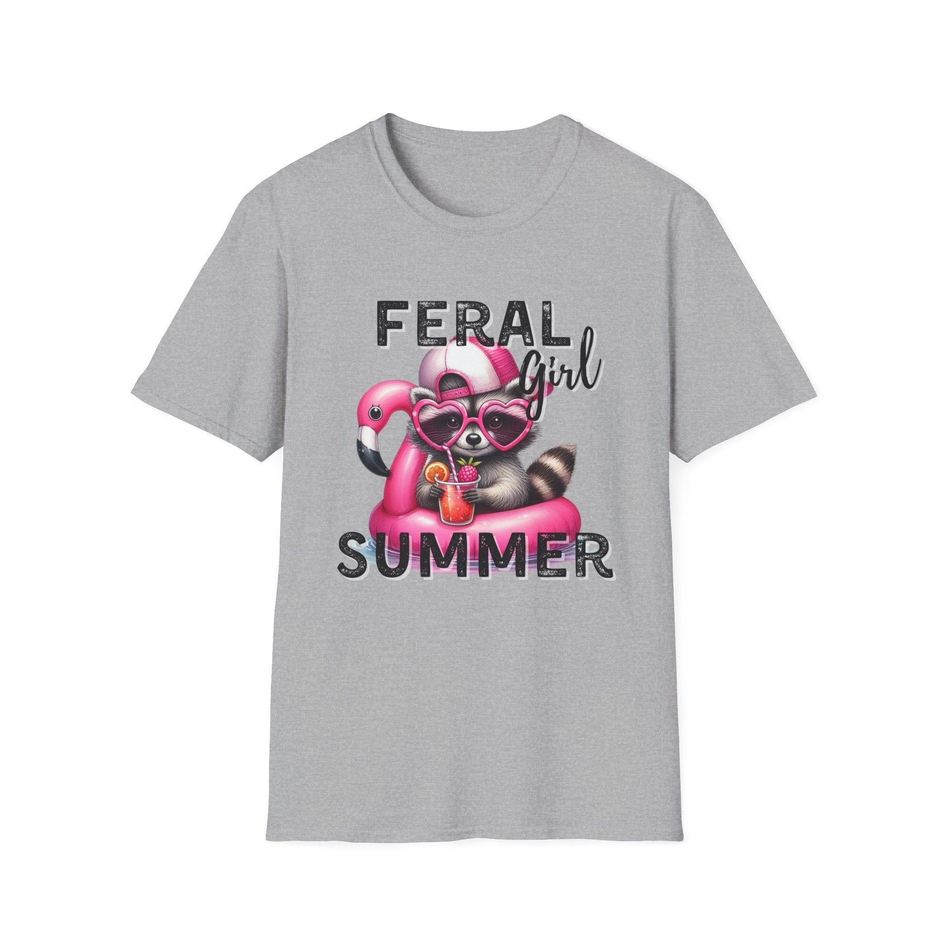 Feral Girl Summer T-Shirt | Cute Flamingo tshirt, Pink Flamingo tshirt, Feral Raccoon, Feral Mom, Summer Vibes - Embellish My Heart