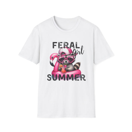 Feral Girl Summer T-Shirt | Cute Flamingo tshirt, Pink Flamingo tshirt, Feral Raccoon, Feral Mom, Summer Vibes - Embellish My Heart