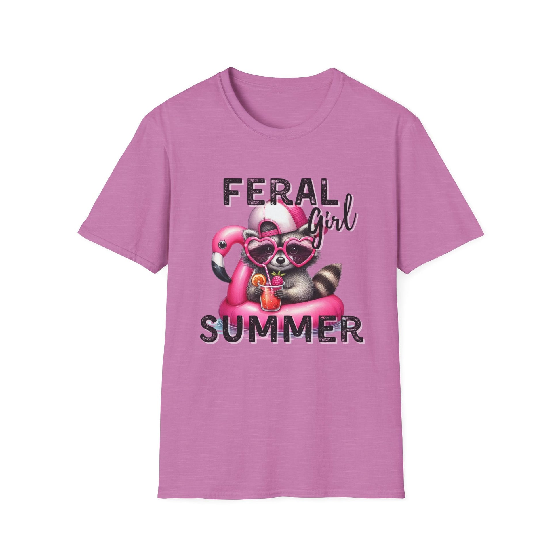 Feral Girl Summer T-Shirt | Cute Flamingo tshirt, Pink Flamingo tshirt, Feral Raccoon, Feral Mom, Summer Vibes - Embellish My Heart