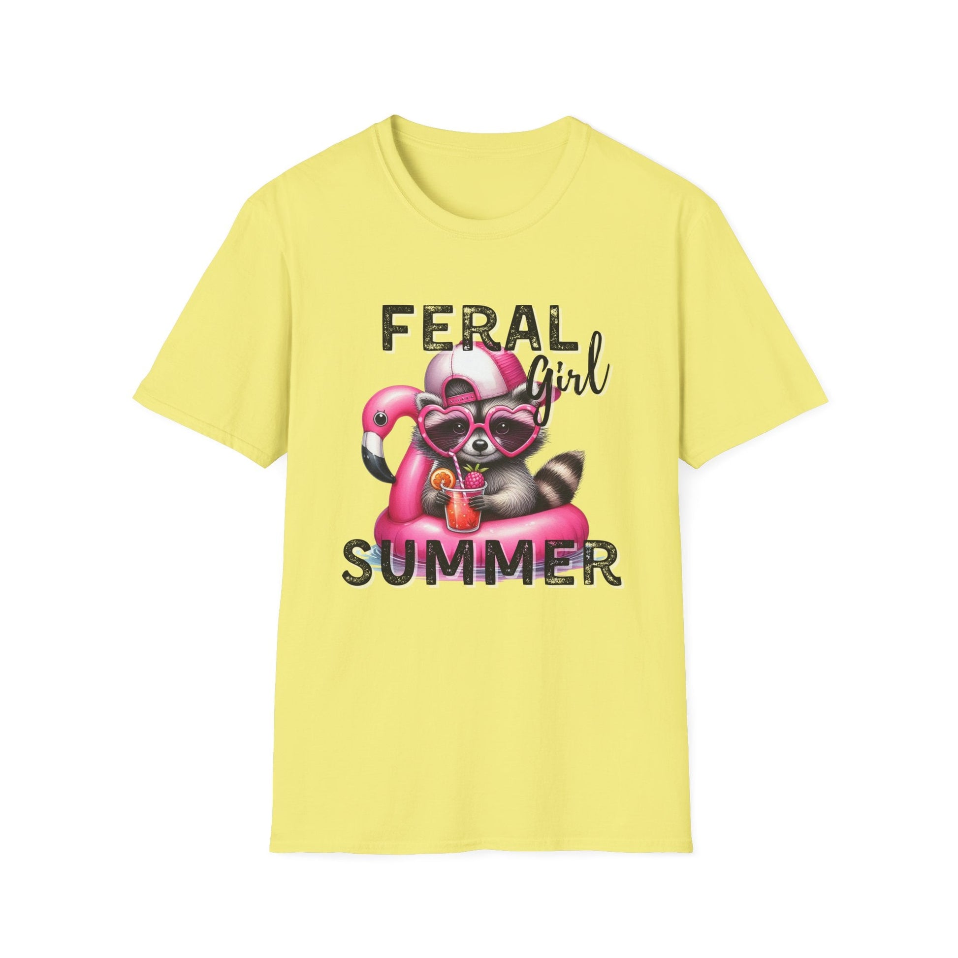 Feral Girl Summer T-Shirt | Cute Flamingo tshirt, Pink Flamingo tshirt, Feral Raccoon, Feral Mom, Summer Vibes - Embellish My Heart