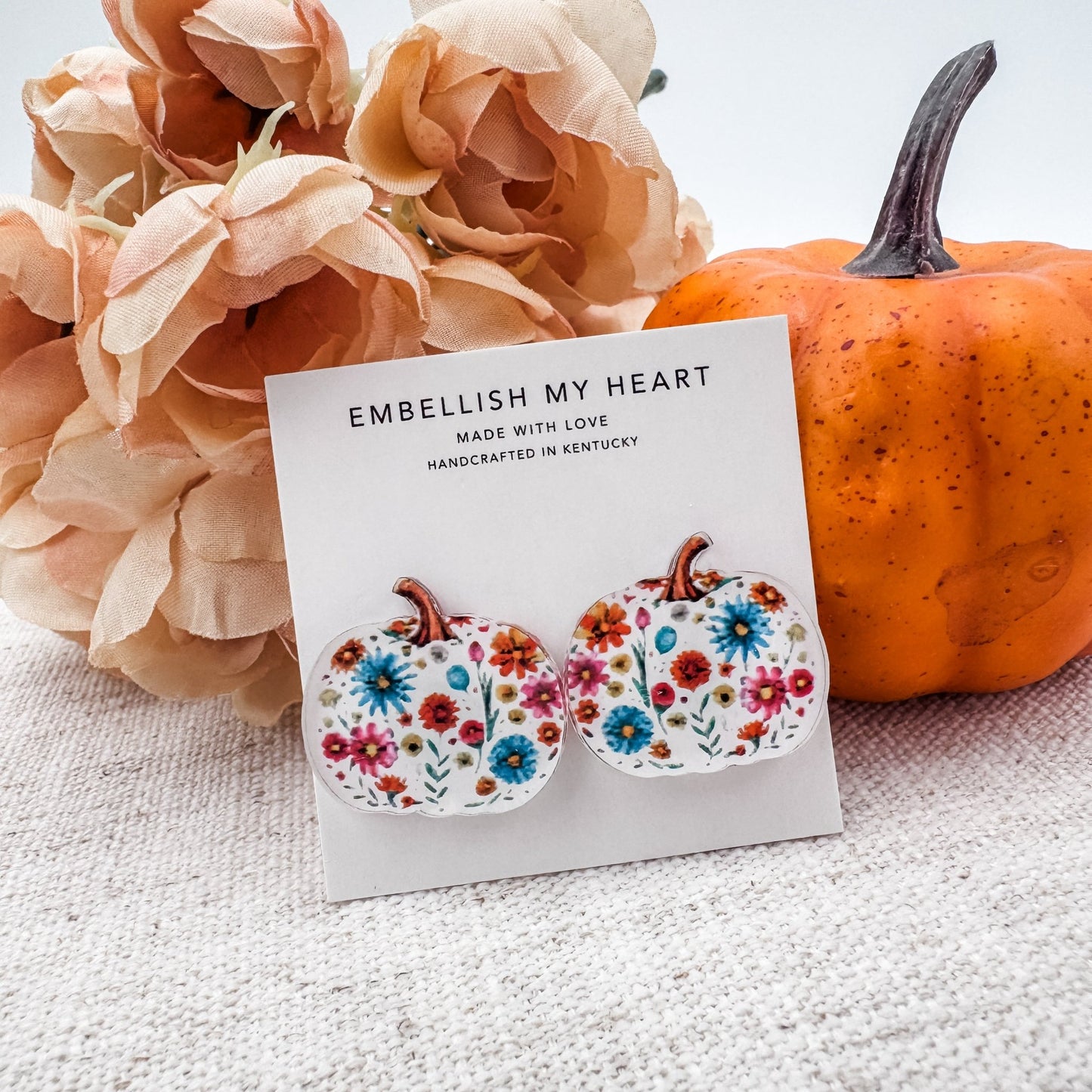 Floral Pumpkin Earrings – Fall Studs & Dangles for Women | Cute Pumpkin Earrings for Autumn Outfits - Embellish My Heart