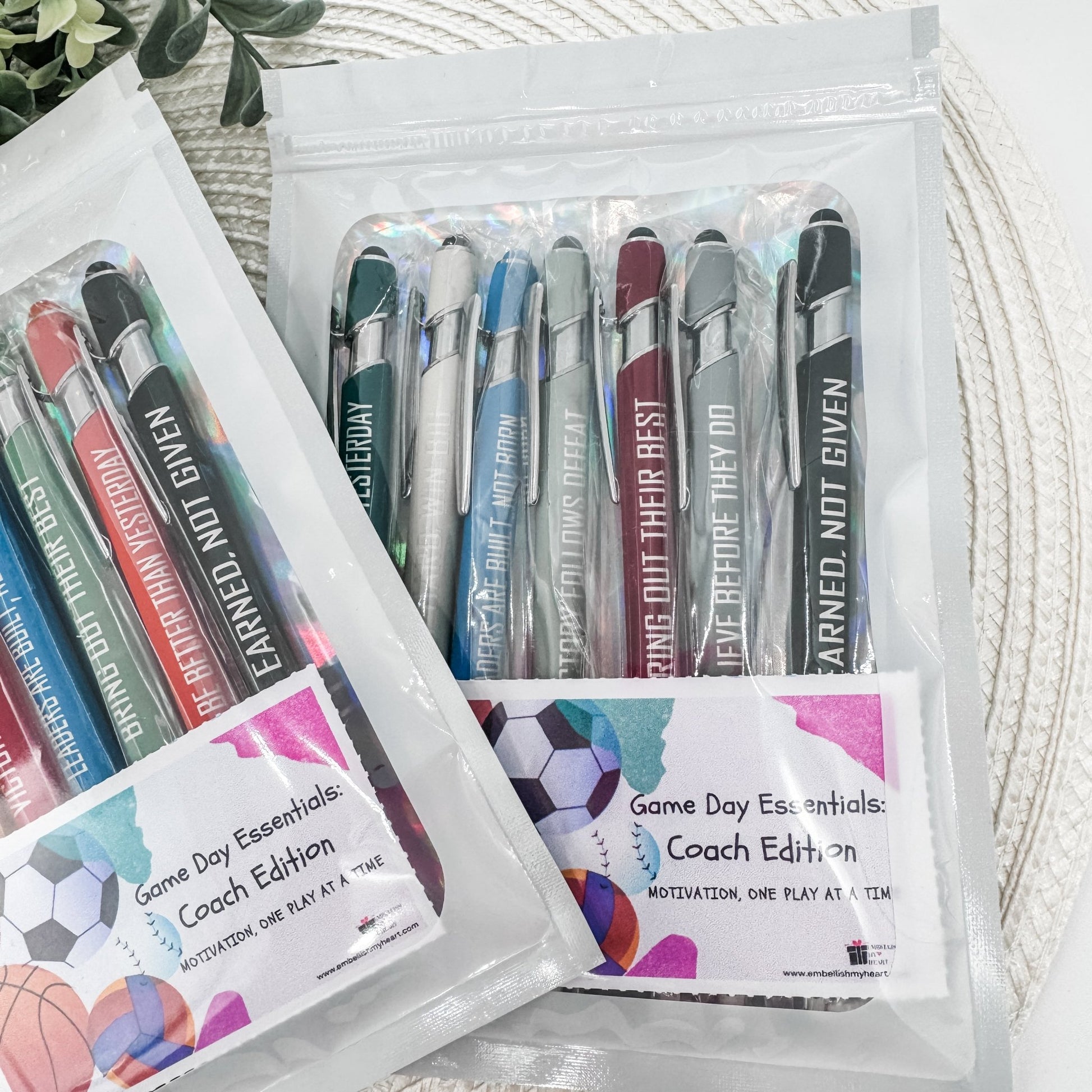 Game Day Essentials: Engraved Coach Pen Set (Stylus Pens, Set of 7) - Embellish My Heart